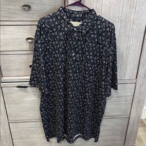Donald Ross Black and White Floral Golf Shirt